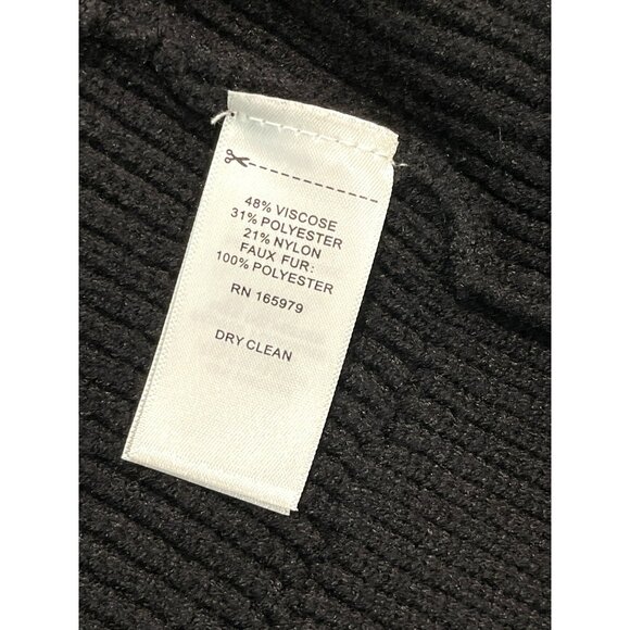 Adrienne Landau Onyx Black Faux Fur Knit Cardigan Sweater Long Sleeve Large NWT - Picture 5 of 7